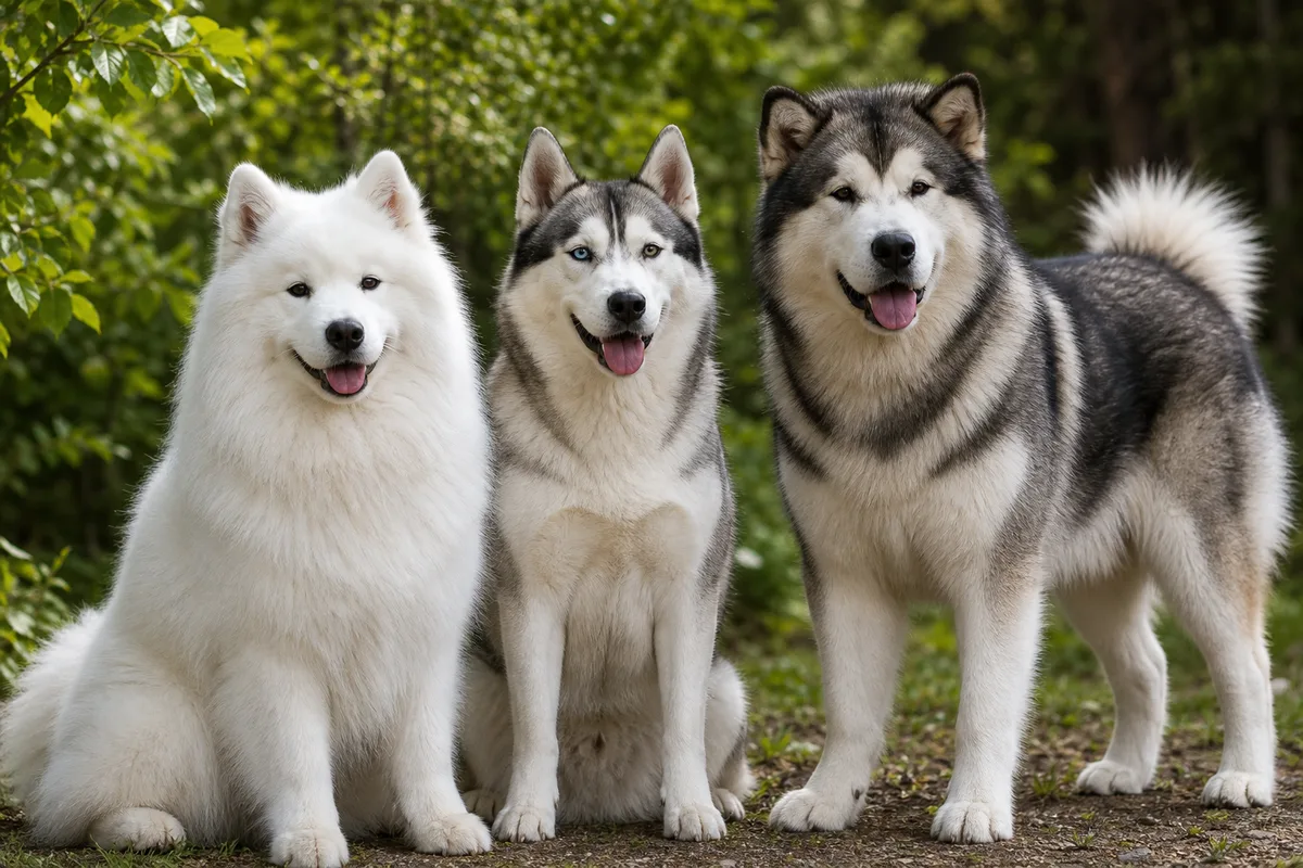 Comparatif des chiens nordiques : samoyède, husky, malamute